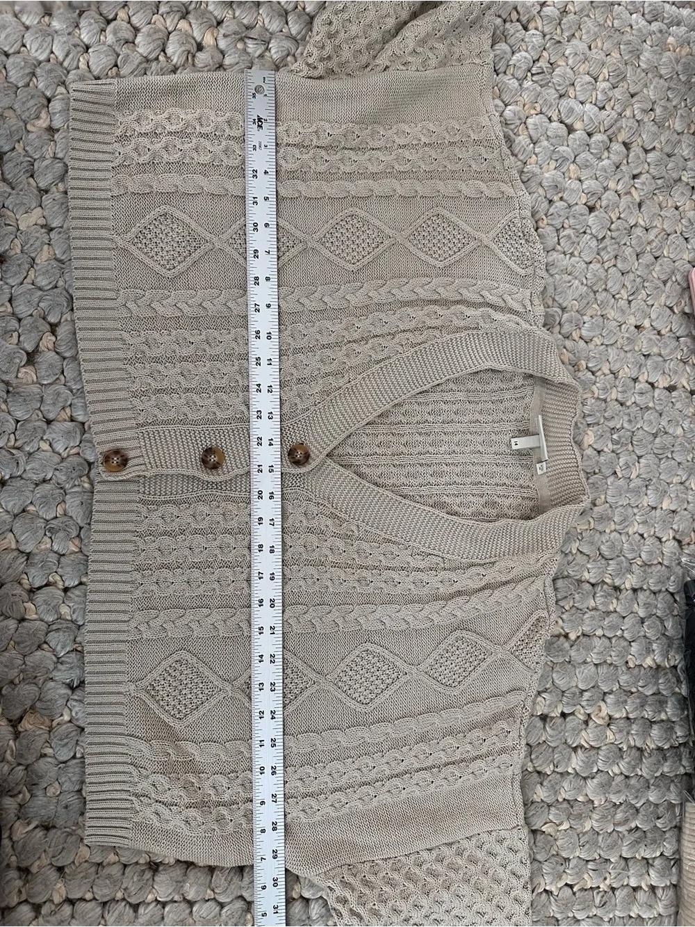 Milk It Cable Knit Cropped Cardigan Sweater Beige Patchwork Sz 14 Urban Outfitte